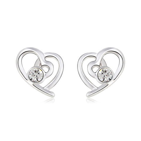 BHE04 SWAROVSKI BIRTHSTONE HEART EARRING APRIL DIAMOND