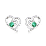 BHE05 SWAROVSKI BIRTHSTONE HEART EARRING MAY EMERALD