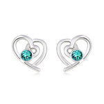 BHE12 SWAROVSKI BIRTHSTONE HEART EARRING DECEMBER TURQUOISE